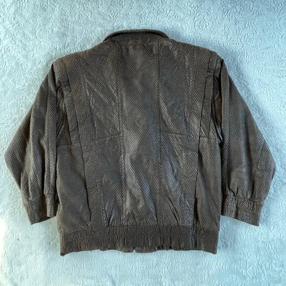 🔥Vintage Andrew Marc 100% Leather Snake Skin Pattern jacket Vest Bomber Grunge - Picture 4 of 16